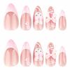 imageBABALAL Red Nails Press on Almond Medium Fake Nails Anime Glue on Strawberry Cute Kitten Pattern Design Acrylic Supplies Art 24Pcs Glossy Full Cover Cartoon Stick on False NailsBNY108