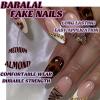 imageBABALAL Red Nails Press on Almond Medium Fake Nails Anime Glue on Strawberry Cute Kitten Pattern Design Acrylic Supplies Art 24Pcs Glossy Full Cover Cartoon Stick on False NailsBNY110