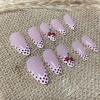 imageBABALAL Red Nails Press on Almond Medium Fake Nails Anime Glue on Strawberry Cute Kitten Pattern Design Acrylic Supplies Art 24Pcs Glossy Full Cover Cartoon Stick on False NailsBNY105polkadot