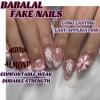 imageBABALAL Red Nails Press on Almond Medium Fake Nails Anime Glue on Strawberry Cute Kitten Pattern Design Acrylic Supplies Art 24Pcs Glossy Full Cover Cartoon Stick on False NailsBNY108