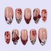imageBABALAL Red Nails Press on Almond Medium Fake Nails Anime Glue on Strawberry Cute Kitten Pattern Design Acrylic Supplies Art 24Pcs Glossy Full Cover Cartoon Stick on False NailsBNY104