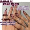 imageBABALAL Red Nails Press on Almond Medium Fake Nails Anime Glue on Strawberry Cute Kitten Pattern Design Acrylic Supplies Art 24Pcs Glossy Full Cover Cartoon Stick on False NailsBNY104cherry