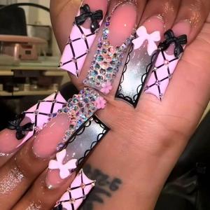 imageBABALAL Long Stiletto Press on Nails Tortoise Fake Nails Zebra Cow Print Y2k Design 24PCS Trendy Glossy Full Cover False Nails with GlueBNV101bp