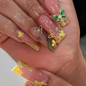 imageBABALAL Long Stiletto Press on Nails Tortoise Fake Nails Zebra Cow Print Y2k Design 24PCS Trendy Glossy Full Cover False Nails with GlueBNV104