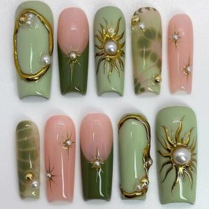 imageBABALAL Long Stiletto Press on Nails Tortoise Fake Nails Zebra Cow Print Y2k Design 24PCS Trendy Glossy Full Cover False Nails with GlueBNV109