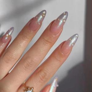 imageBABALAL Press on Nails Medium Almond Fake Nails Yellow French Tip Glue ons 3D Texture Flower handmade Summer Supplies 24Pcs Glossy Full Cover Manicure Acrylic False NailsAND03