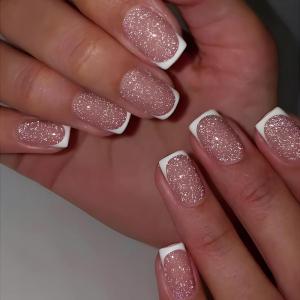 imageBABALAL Press on Nails Medium Almond Fake Nails Yellow French Tip Glue ons 3D Texture Flower handmade Summer Supplies 24Pcs Glossy Full Cover Manicure Acrylic False NailsAND11
