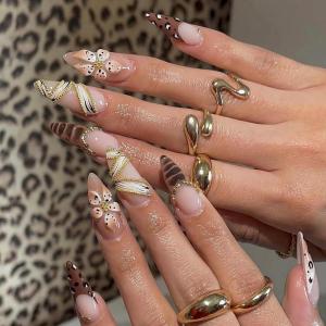 imageBABALAL Red Nails Press on Almond Medium Fake Nails Anime Glue on Strawberry Cute Kitten Pattern Design Acrylic Supplies Art 24Pcs Glossy Full Cover Cartoon Stick on False NailsBNY106