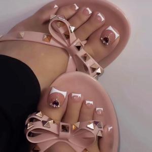 imageBABALAL Press on toenails for women Short fake toe nails Purple Cat Eye Glitter Square press ons toes nails24pcs Shimmer glue on toe nail press onsJZJA014heart