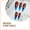 imageBABALAL Long Stiletto Press on Nails White Fake Nail French Tip Glue on Design Supplies Art 24Pcs XL Glossy Acrylic False Nails with CharmBNN03blueleo