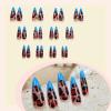 imageBABALAL Long Stiletto Press on Nails White Fake Nail French Tip Glue on Design Supplies Art 24Pcs XL Glossy Acrylic False Nails with CharmBNN03blueleo