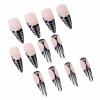imageBABALAL Long Stiletto Press on Nails White Fake Nail French Tip Glue on Design Supplies Art 24Pcs XL Glossy Acrylic False Nails with CharmBNN04black