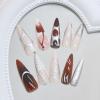 imageBABALAL Long Stiletto Press on Nails White Fake Nail French Tip Glue on Design Supplies Art 24Pcs XL Glossy Acrylic False Nails with CharmBNN04blackred