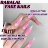 imageBABALAL Long Stiletto Press on Nails White Fake Nail French Tip Glue on Design Supplies Art 24Pcs XL Glossy Acrylic False Nails with CharmBNN08