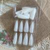 imageBABALAL Long Stiletto Press on Nails White Fake Nail French Tip Glue on Design Supplies Art 24Pcs XL Glossy Acrylic False Nails with CharmBNN0white