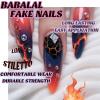 imageBABALAL Long Stiletto Press on Nails White Fake Nail French Tip Glue on Design Supplies Art 24Pcs XL Glossy Acrylic False Nails with CharmBNN13
