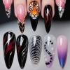 imageBABALAL Long Stiletto Press on Nails White Fake Nail French Tip Glue on Design Supplies Art 24Pcs XL Glossy Acrylic False Nails with CharmBNN02