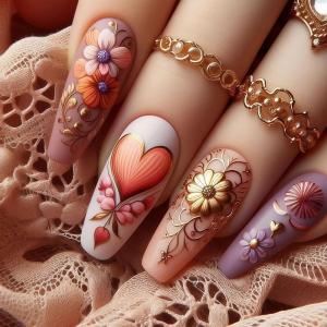 imageBABALAL Coffin Press on Nails Long Fake Nails Black Red Glue ons Rose Heart Print Design Valentine Acrylic Glossy Manicure Full Cover False Nails with GlueCNC103