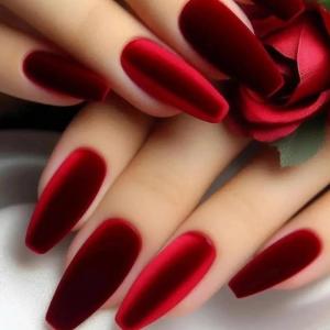 imageBABALAL Coffin Press on Nails Long Fake Nails Black Red Glue ons Rose Heart Print Design Valentine Acrylic Glossy Manicure Full Cover False Nails with GlueCNC107
