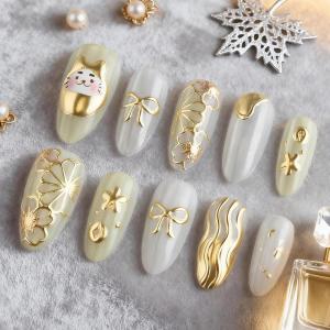 imageBABALAL Polka Dot Press on Nails Brown Fake Nails Almond Medium 3D Flower Handmade Ombre Trendy Handmade 24Pcs Stiletto Full Cover Acrylic False NailsBNZ07