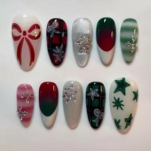 imageBABALAL Polka Dot Press on Nails Brown Fake Nails Almond Medium 3D Flower Handmade Ombre Trendy Handmade 24Pcs Stiletto Full Cover Acrylic False NailsBNZ05