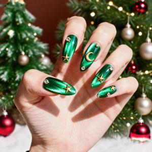 imageBABALAL Polka Dot Press on Nails Brown Fake Nails Almond Medium 3D Flower Handmade Ombre Trendy Handmade 24Pcs Stiletto Full Cover Acrylic False NailsBNZ06
