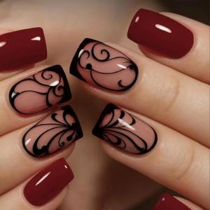 imageBABALAL Press on Nails Short Square Fake Nails Brown Emerald Green Glue ons Tortoise Design Glossy Full Cover False Nails 24Pcsbnw120