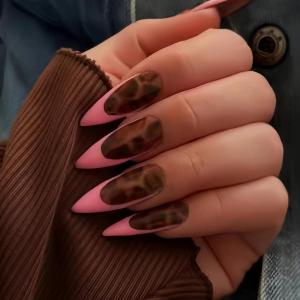 imageBABALAL Red Nails Press on Almond Medium Fake Nails Burgundy French Tip Glue on Design Acrylic 24Pcs Full Cover False Nails Stick on Christmas ManicureBNT217