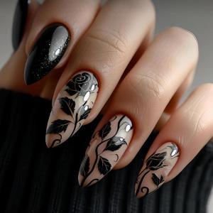 imageBABALAL Red Nails Press on Almond Medium Fake Nails Burgundy French Tip Glue on Design Acrylic 24Pcs Full Cover False Nails Stick on Christmas ManicureBNT219