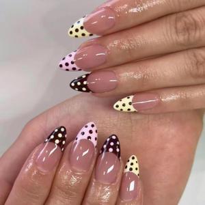 imageBABALAL Red Nails Press on Almond Medium Fake Nails Burgundy French Tip Glue on Design Acrylic 24Pcs Full Cover False Nails Stick on Christmas ManicureBNT212