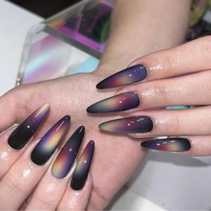 imageBABALAL Burgundy Red Press on Nails Long Stiletto Fake Nails with Design Acrylic Mnaicure 24Pcs Full Cover False NailsCNA204