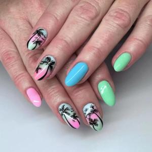 imageBABALAL Short Oval Press on Nails Cheetah Fake Nails French Tip Glue on with Star Y2k Design Fall Round Glossy Full Cover Acrylic False Nails ArtANU02coconut