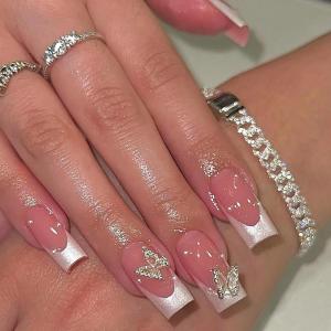 imageBABALAL Short Oval Press on Nails Cheetah Fake Nails French Tip Glue on with Star Y2k Design Fall Round Glossy Full Cover Acrylic False Nails ArtANU04