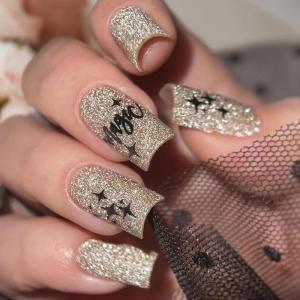 imageBABALAL Short Oval Press on Nails Cheetah Fake Nails French Tip Glue on with Star Y2k Design Fall Round Glossy Full Cover Acrylic False Nails ArtANU13