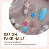 image:imageBABALAL Press on Nails Medium Almond Fake Nails Colorful Anime Glue ons Design Rabbit Sheep Flower Y2k Manicure Supplies Handmade Art 24Pcs Glossy Custom Full Cover Acrylic False Nails for Women GirlsBNX123