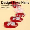 image:imageBABALAL Press on Nails Medium Almond Fake Nails Colorful Anime Glue ons Design Rabbit Sheep Flower Y2k Manicure Supplies Handmade Art 24Pcs Glossy Custom Full Cover Acrylic False Nails for Women GirlsBNX106red