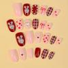 image:imageBABALAL Press on Nails Medium Almond Fake Nails Colorful Anime Glue ons Design Rabbit Sheep Flower Y2k Manicure Supplies Handmade Art 24Pcs Glossy Custom Full Cover Acrylic False Nails for Women GirlsBNX106red