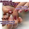 image:imageBABALAL Press on Nails Medium Almond Fake Nails Colorful Anime Glue ons Design Rabbit Sheep Flower Y2k Manicure Supplies Handmade Art 24Pcs Glossy Custom Full Cover Acrylic False Nails for Women GirlsBNX106red