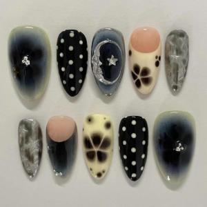 image:imageBABALAL Press on Nails Medium Almond Fake Nails Colorful Anime Glue ons Design Rabbit Sheep Flower Y2k Manicure Supplies Handmade Art 24Pcs Glossy Custom Full Cover Acrylic False Nails for Women GirlsBNX105