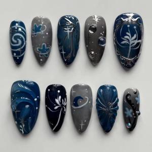 image:imageBABALAL Press on Nails Medium Almond Fake Nails Colorful Anime Glue ons Design Rabbit Sheep Flower Y2k Manicure Supplies Handmade Art 24Pcs Glossy Custom Full Cover Acrylic False Nails for Women GirlsBNX108
