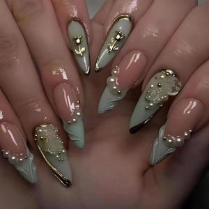 image:imageBABALAL Press on Nails Medium Almond Fake Nails Colorful Anime Glue ons Design Rabbit Sheep Flower Y2k Manicure Supplies Handmade Art 24Pcs Glossy Custom Full Cover Acrylic False Nails for Women GirlsBNX107