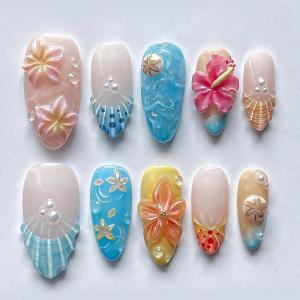 image:imageBABALAL Press on Nails Medium Almond Fake Nails Colorful Anime Glue ons Design Rabbit Sheep Flower Y2k Manicure Supplies Handmade Art 24Pcs Glossy Custom Full Cover Acrylic False Nails for Women GirlsBNX123