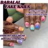 image:imageBABALAL Press on Nails Short Oval Fake Nails Blue Goth Glue ons Star Moon Y2k Design Supplies Art Swirl Galaxy Glossy Round 24Pcs Full Cover Acrylic False Nails for Women GirlsBNI302