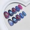 image:imageBABALAL Press on Nails Short Oval Fake Nails Blue Goth Glue ons Star Moon Y2k Design Supplies Art Swirl Galaxy Glossy Round 24Pcs Full Cover Acrylic False Nails for Women GirlsBNI306