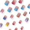 image:imageBABALAL Press on Nails Short Oval Fake Nails Blue Goth Glue ons Star Moon Y2k Design Supplies Art Swirl Galaxy Glossy Round 24Pcs Full Cover Acrylic False Nails for Women GirlsBNI302