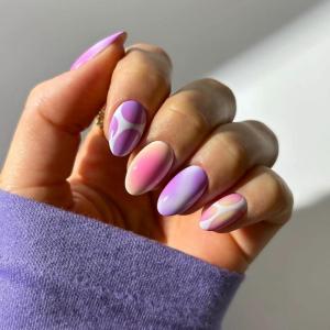image:imageBABALAL Press on Nails Short Oval Fake Nails Blue Goth Glue ons Star Moon Y2k Design Supplies Art Swirl Galaxy Glossy Round 24Pcs Full Cover Acrylic False Nails for Women GirlsBNI318