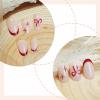 image:imageBABALAL Press on Nails Medium Round Fake Nails Red French Tip Glue on Bow Acrylic Nails Cute 24Pcs Glossy Stick on Valentine Artificial Manicure Oval False NailsBNPA106