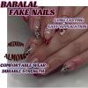 image:imageBABALAL Press on Nails Medium Round Fake Nails Red French Tip Glue on Bow Acrylic Nails Cute 24Pcs Glossy Stick on Valentine Artificial Manicure Oval False NailsBNPA121