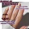 image:imageBABALAL Press on Nails Medium Round Fake Nails Red French Tip Glue on Bow Acrylic Nails Cute 24Pcs Glossy Stick on Valentine Artificial Manicure Oval False NailsBNPA122