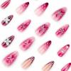 image:imageBABALAL Press on Nails Medium Round Fake Nails Red French Tip Glue on Bow Acrylic Nails Cute 24Pcs Glossy Stick on Valentine Artificial Manicure Oval False NailsBNPA117